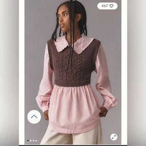 NWT Maeve Collared Twofer Layered Sweater Vest size Medium